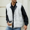 thumbnail image 3 of Faux Fur Vest for Men Winter Warm Fleece Vest Fluffy Fuzzy Sleeveless Jacket Vest Windproof Outerwear, 3 of 6