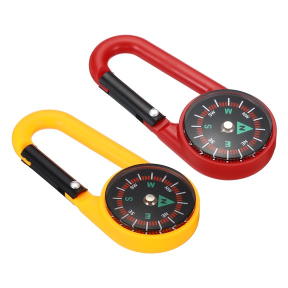 Uxcell Compass, Buckle Compass Keychain Waterproof Survival Pocket Compass, Red, Yellow 2Pack