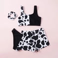 thumbnail image 2 of Xudanell Girl's 3 Piece Bikini Bathing Suit Printed Sport Swimsuits with Shorts Cove Up Sets Teen Girl's Swimwear (Black, 12-14 Years), 2 of 6
