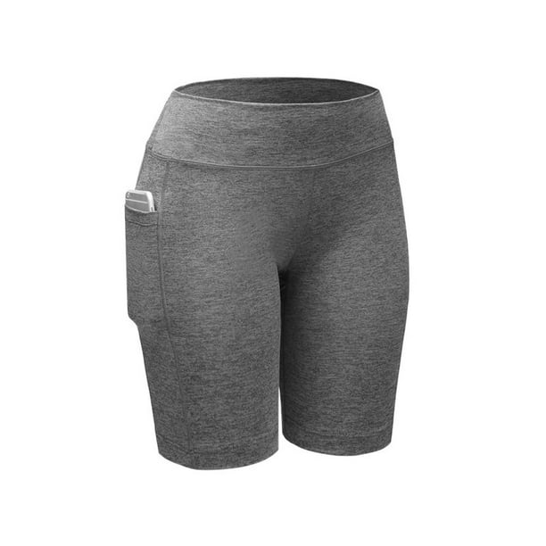 Quick Dry Short for Women's Workout Yoga Shorts with Side & Inner Pockets  Non See-Through Tummy Control Athletic Shorts Gray 2XL - Walmart.com