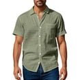 thumbnail image 6 of Men's Casual Linen T-Shirt Turndown Collar Solid Color Breathable Sports Top, 6 of 8