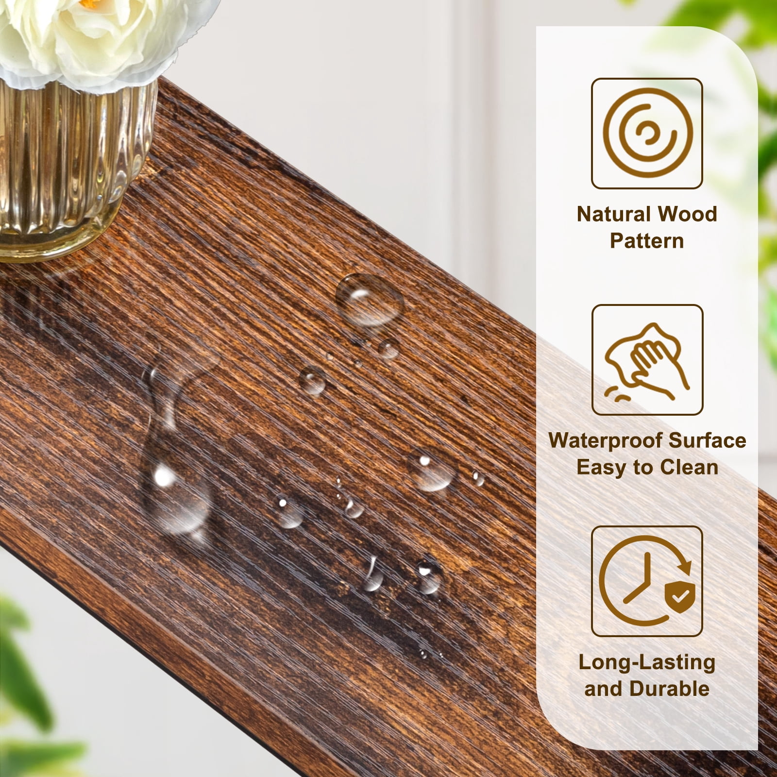 2 Pack 39.4" Narrow Console Sofa Table with Power Outlets and USB Ports, Long Couch Table with Metal Frame and Charge Station with 4.9ft Extension Cord, Rustic Brown