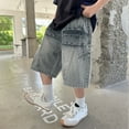 thumbnail image 2 of Boys Denim Shorts Casual Wide Leg Cargo Jean Shorts Boys Fashion Teen Boys Shorts 11-12 Years Cute&nbsp;Boy&nbsp;Clothing, 2 of 9