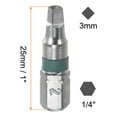 thumbnail image 2 of Unique Bargains 8pcs 3mm Square Hex Screwdriver Bit 1/4' Hex Shank 1' Length S2 Steel Magnetic Power Drill Bits, 2 of 6