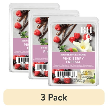 (3 pack) Pink Berry Freesia Scented Wax Melts, Better Homes & Gardens, 2.5 oz (1-Pack)
