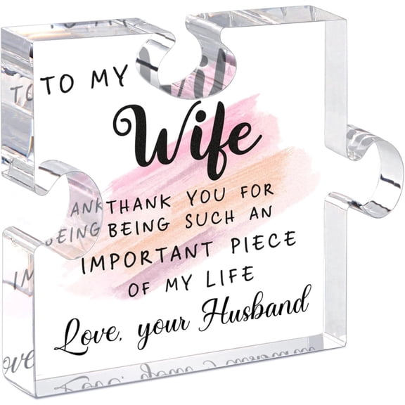 Acrylic Puzzle Plaque 3.9 x 3.2 Inch, Sentimental Desk Decor, Perfect Birthday Anniversary Valentine Christmas Thanksgiving Gift for Wife