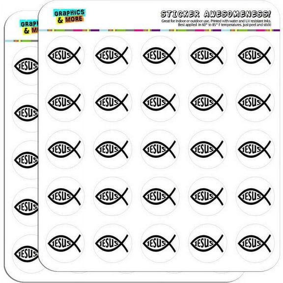 Ichthus Fish Christian Jesus 50 1" Planner Calendar Scrapbooking Crafting Stickers