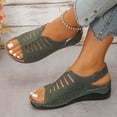 thumbnail image 5 of KEGIRLOM Women Spring/Summer Fashionable And Casual Versatile Solid Color Large Slope Heel Hollow Lightweight Thick Bottom Sandals Green 6.5, 5 of 8