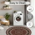 thumbnail image 4 of Pentantan Vintage Round Area Rug, 4ft x 4ft Red Retro Style Washable Rug with Anti-Slip Backing for Living Room, 4 of 7