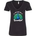 thumbnail image 3 of Inktastic Peacock Women's V-Neck T-Shirt, 3 of 5