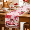 thumbnail image 5 of Pink Valentine's Day Table Runner 36 Inches Long Farmhouse Dress Scarves, Love Heart Roses Gnomes Truck Dining Tablerunner for Coffee Table/Kitchen Island/Party Décor, Small 13" x 36", 5 of 8