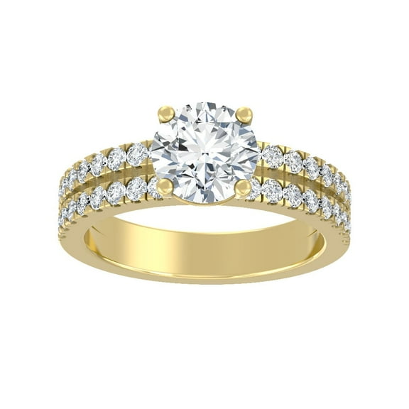 ARAIYA FINE JEWELRY 10K Yellow Gold Round Shape Lab Grown Diamond Prong-Set Engagement Ring Size 7 (1 cttw, D-F Color, VS Clarity)
