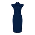 thumbnail image 5 of Karymi Solid Bow Tie Mock Neck Cap Sleeve Midi Bodycon Dress, Keyhole Front Slim Pencil Dress Elegant Office Business Party Dress Wedding Guest Dresses for Women, 5 of 5