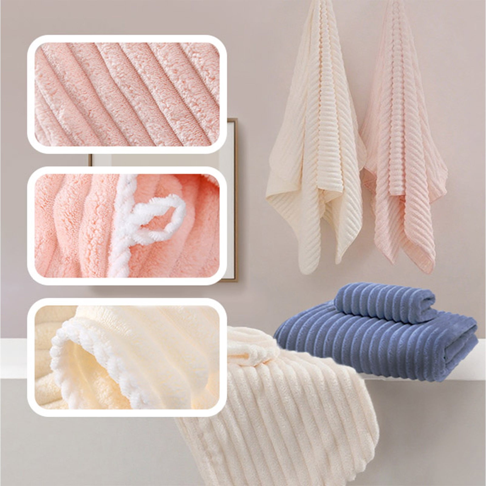 Soft Microfiber Bath Towels Extra Large - Ultra Soft Ribbed Oversized Quick Drying Highly Absorbent Towels for Bathroom, Spa, Beach, Pool, Gym, Hotel & Home Use