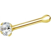Nose Ring Stud Bone 20G 3mm Genuine Natural Diamond 14K Yellow Gold