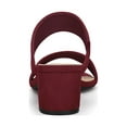 thumbnail image 4 of BLISSFUL STEP Women's Shoes Dual Straps Mid Block Heel Slide Sandals Burgundy 5.5, 4 of 8