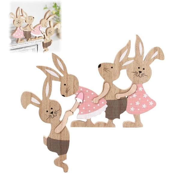 Easter Door Frame Decor Set - Wooden Bunny Corner Signs, Vintage Rabbit Ornaments for Front Door, Tabletop, Wall - Spring Holiday Home Decor(1pcs-L)