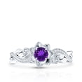 thumbnail image 4 of Rosec Jewels Amethyst Floral Ring with Diamond for Women - Nature Inspired Ring (AAA Quality), 925 Sterling Silver, US 4.00, 4 of 8