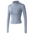 thumbnail image 5 of Workout Tops,Women's Yoga Activewear Lightweight Zipper Front Sports Tops Long Sleeve Sports Cropped Tops,Athletic Running Jackets(Size:M), 5 of 8