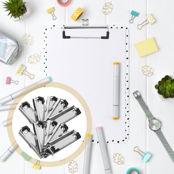 PENIKOKO 10Pcs Office Clipboard Clamps Silver for Paper and File Holding