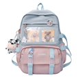 thumbnail image 1 of AMERTEER Women Cute Hit Color Backpack Student Canvas Knapsack with Pendant (Blue), 1 of 6