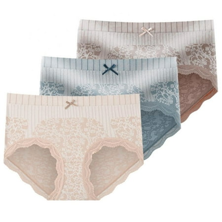 

Monfince Women Light Control Full Cover Lace Briefs Panties 3 Pieces
