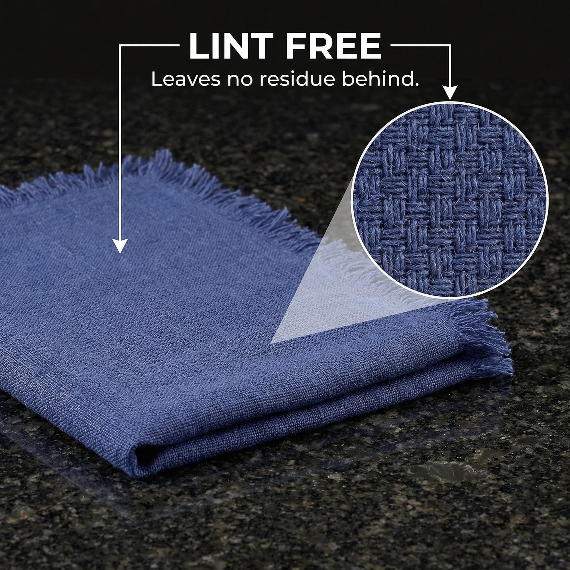 Unique Bargains Cotton Linen Absorbent Kitchen Towels 4 Pack Royal Blue 18" x 18"