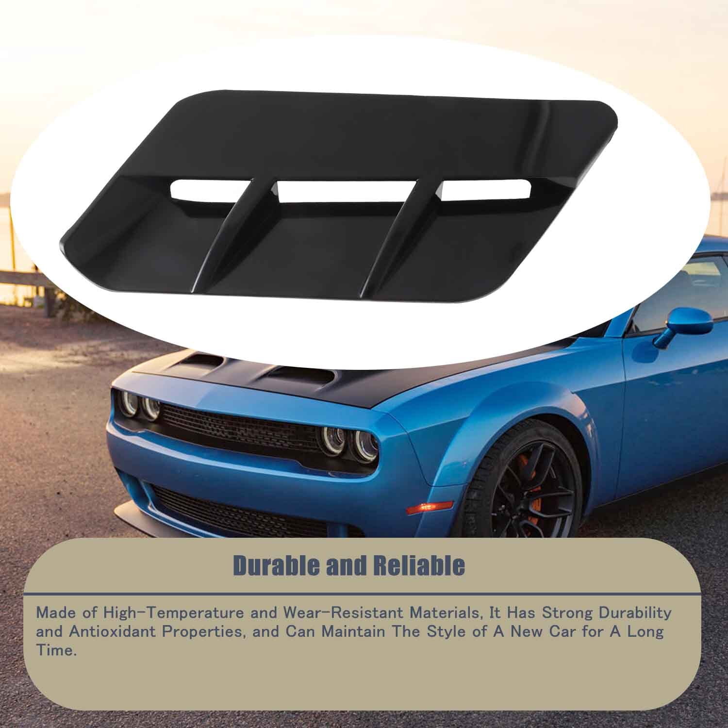 Black Matte Engine Hood Air Outlet Vent Cover Trim For Challenger 2015-2020
