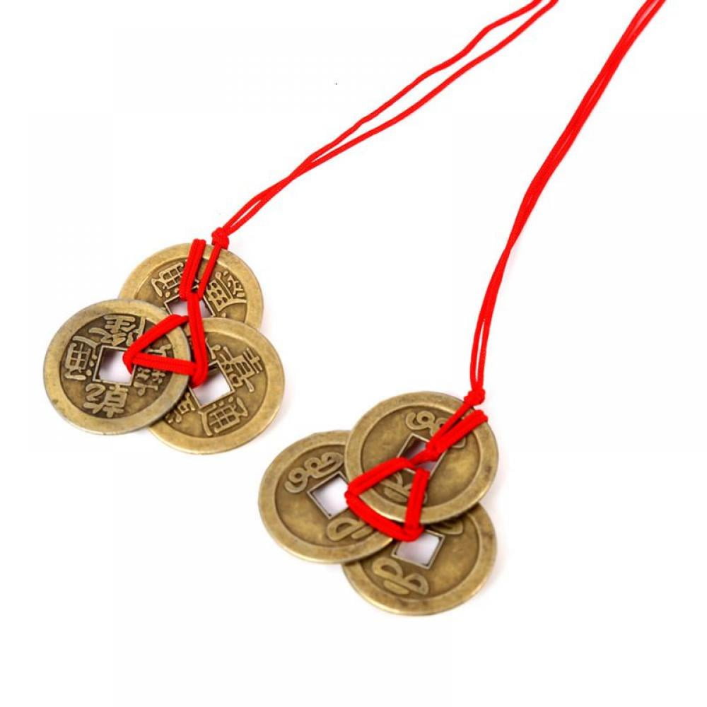 Handmade Chinese Feng Shui 3 Coins Home Hanging Pendant Decor for Good Luck 