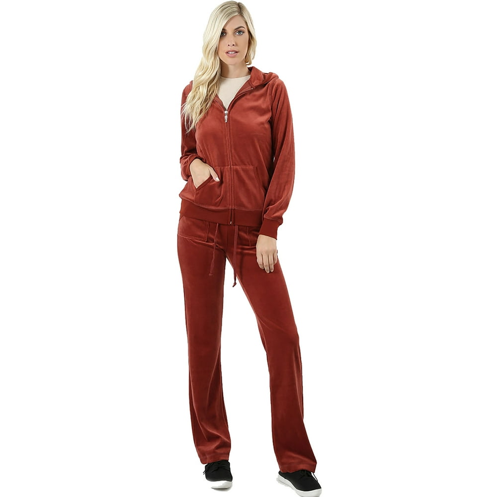 Jed Fashion - Sweatsuit Jogging Tracksuit Velour Set for Women Zip Up 2 Piece Hoodie Sweater