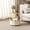 Beige, variant on 3-Tier Modern Round Computer Desk, Sturdy Iron Frame Home Office Workstation with Removable Fabric Storage Basket for Small Spaces
