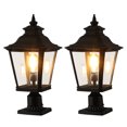 thumbnail image 2 of 20.8" Outdoor Pillar Lamp - Vintage Black Metal & Clear Glass Post Lantern with 2 E26 Sockets for Gardens, Entryways, and Porch Lighting, 2 of 11