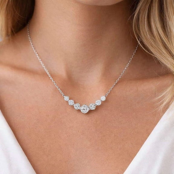 2Ct Round Cut Lab Created Diamond Necklace Pendant 14K White Gold Plated