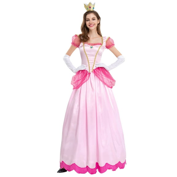 IBTOM CASTLE Princess Dress with Crown and Gloves for Women Pageant Long Dresses Tulle Gown Halloween Cosplay Carnival Dress up Birthday Party Outfit