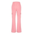 thumbnail image 3 of qolati Flare Wide Leg Sweatpants Women Fleece Lined Drawstring High Waisted Joggers Comfy Athletic Lounge Sweats Pants with Pockets Pink M 6, 3 of 4