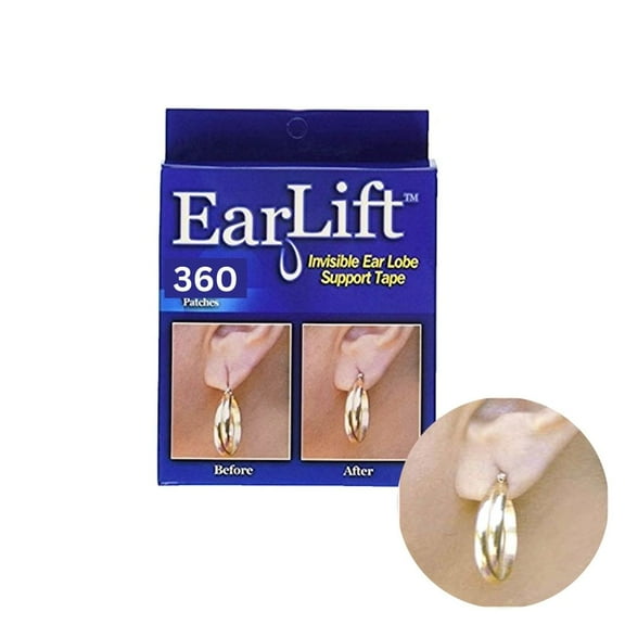 Earlift - Earring Support Patches Heavy Earring Holder Solution Silicon 6 Pack x 360 Patches - Clear