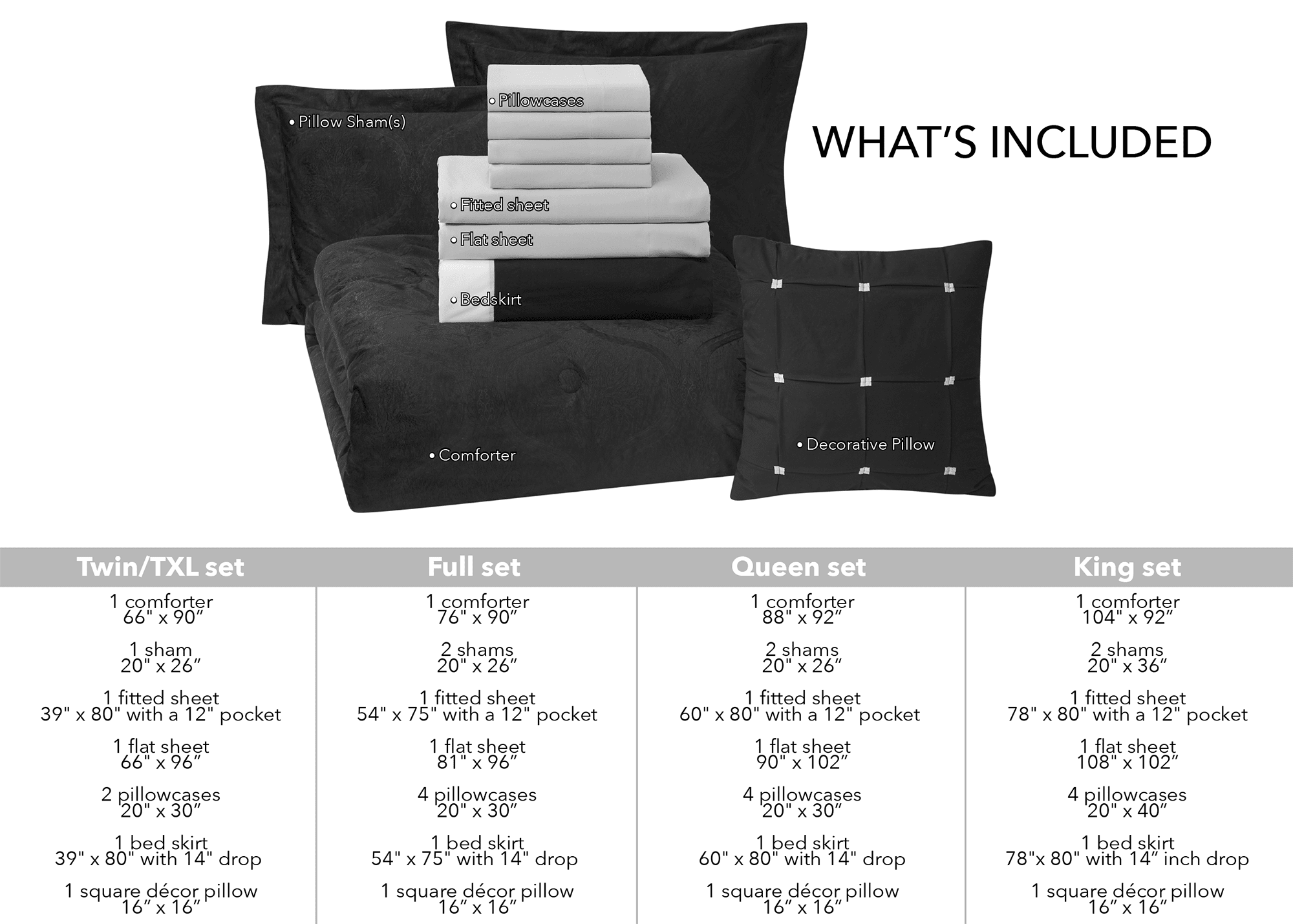 Mainstays 11-Piece Bed in a Bag Comforter Set with Sheets, Black Velvet, Double, MAINSTAYS PL MS11PC BNB BLKVEL D
