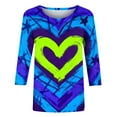 thumbnail image 5 of Vetsdori Blouses for Women Valentine Graphic Pullover Gifts for Girlfriend Heart Print 3/4 Sleeve Crew Neck,Holiday Fashion Juniors Tops, 5 of 6