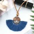 thumbnail image 3 of SmartBy Bohemian Ethnic Style Sweater Necklace Alloy Fan Shaped Cotton Thread Tassel Women Necklace Jewelry Accessories, 3 of 8