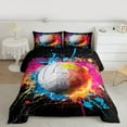 thumbnail image 2 of jejeloiu Volleyball Gamer Game Full Size Comforter Sets,Boys Ball Sports Bedding Comforter Set,Colorful Oil Painting Artwork Bedding Sets For Boys Teens,Super Cozy Room Decor Reversible,3-Piece, 2 of 8