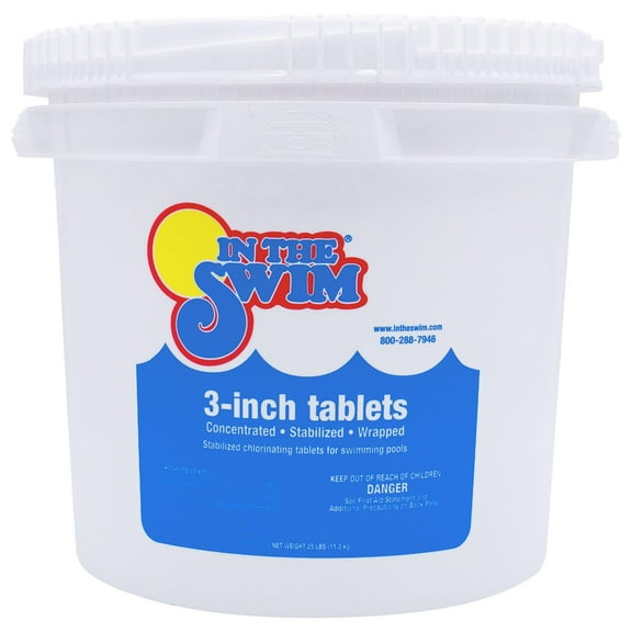 In The Swim 3 Inch Stabilized Chlorine Tablets for Sanitizing Swimming Pools - Individually Wrapped, Slow Dissolving - 90% Available Chlorine - Tri-Chlor - 25 Pounds C3025