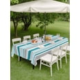 thumbnail image 4 of Outdoor Tablecloth with Umbrella Hole for Patio/Picnic/Party/Camping, Grey Blue Striped Waterproof Table Cloth Rectangle Table Cover Washable, Farmhouse Stripes Modern Abstract Art (60"x 84"), 4 of 8