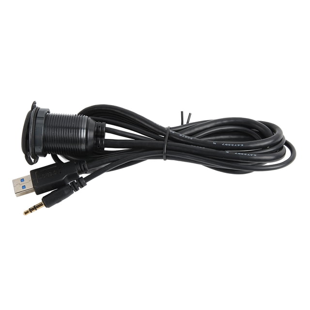 Cable Empotrado Para Montaje En Automóvil, USB 3.0 AUX DC Puerto De 3,5 Mm Cable De Montaje En Tablero USB Fácil Instalación Negro Para Barco ANGGREK Car Mount Flush Cable