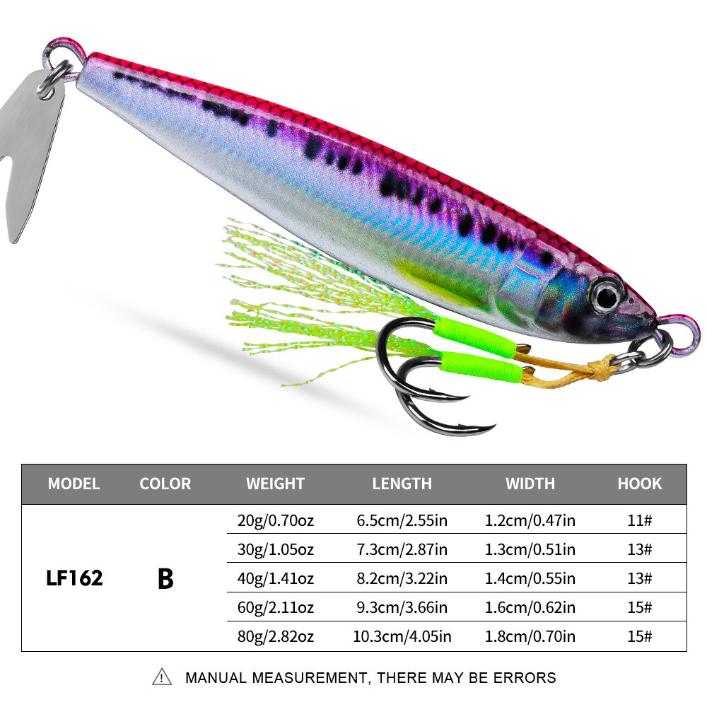4PCS Metal Jig Fishing Lures Slow Sinking 3D Printed with Willow Blades 20-80G