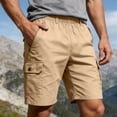 thumbnail image 3 of Cargo Shorts for Men Summer Casual Elastic Waist Straight Leg Loose Fit Knee Length Work Shorts with Pockets, 3 of 7