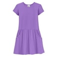 thumbnail image 4 of Made in USA Girls Soft Cotton Jersey Short Sleeve Drop Waist Pocket Dress, 4 of 10