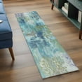 thumbnail image 3 of Blue Sage Green Boho 2'x6' Runner Rugs for Hallway Kitchen Bedside Non Slip Washable, Vintage Ethnic Tribe Abstract Art Entryway Rug Runners with Rubber Backing, Long Carpet Runner for Laundry Room, 3 of 8