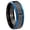 Black And Blue Step Edge, variant on Celtic Knot Dome Brushed Finish Blue Tungsten Men Ring 10MM