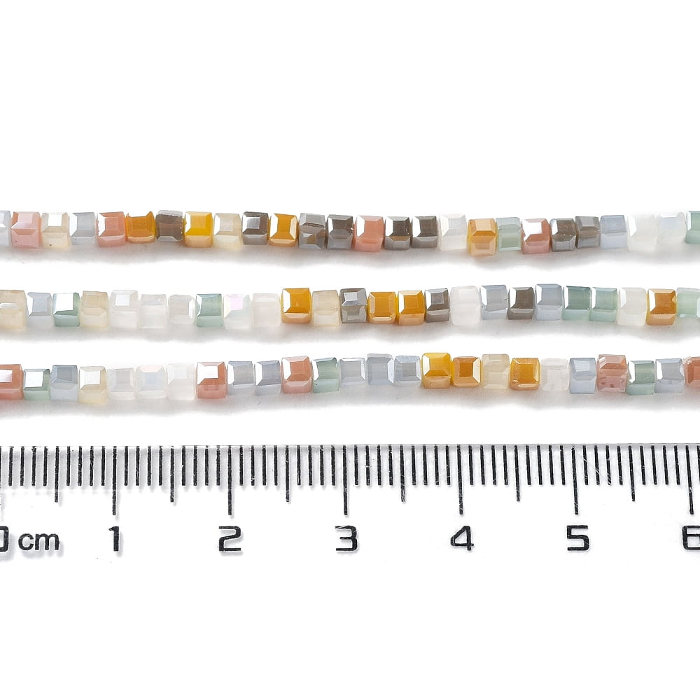 20strands Gradient color Electroplate Glass Bead Strands Segmented Multi-color AB color Faceted Cube Light Steel Blue 2.5x2.5x2.5mm Hole: 0.8mm about 170~180pcs/strand 16.93~17.72 inch(43~45cm)