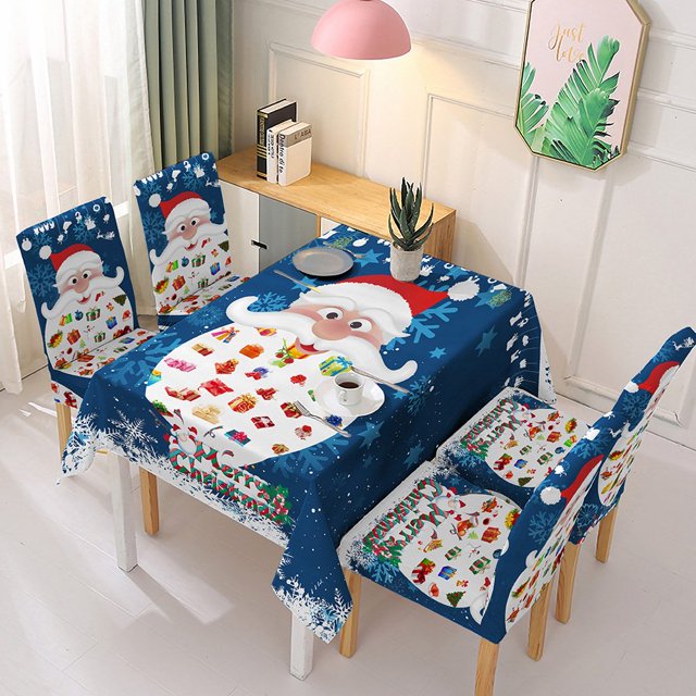 70x55in Christmas Themed Table Cloth Home Party Dining Table Cover Printed Tablecloth Holiday Ornament
